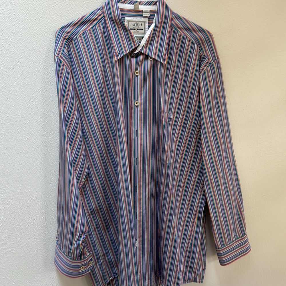 Haupt Multi Stripe Dress Shirt 41/42 Reg Fit 16-1/2 Men’s